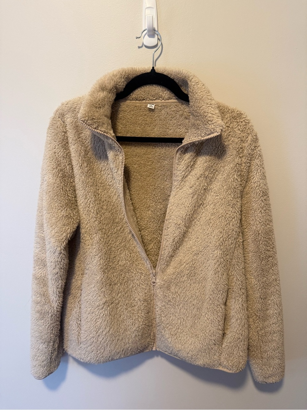 Uniqlo Women's Teddy Sherpa Zip Jacket - Light Beige